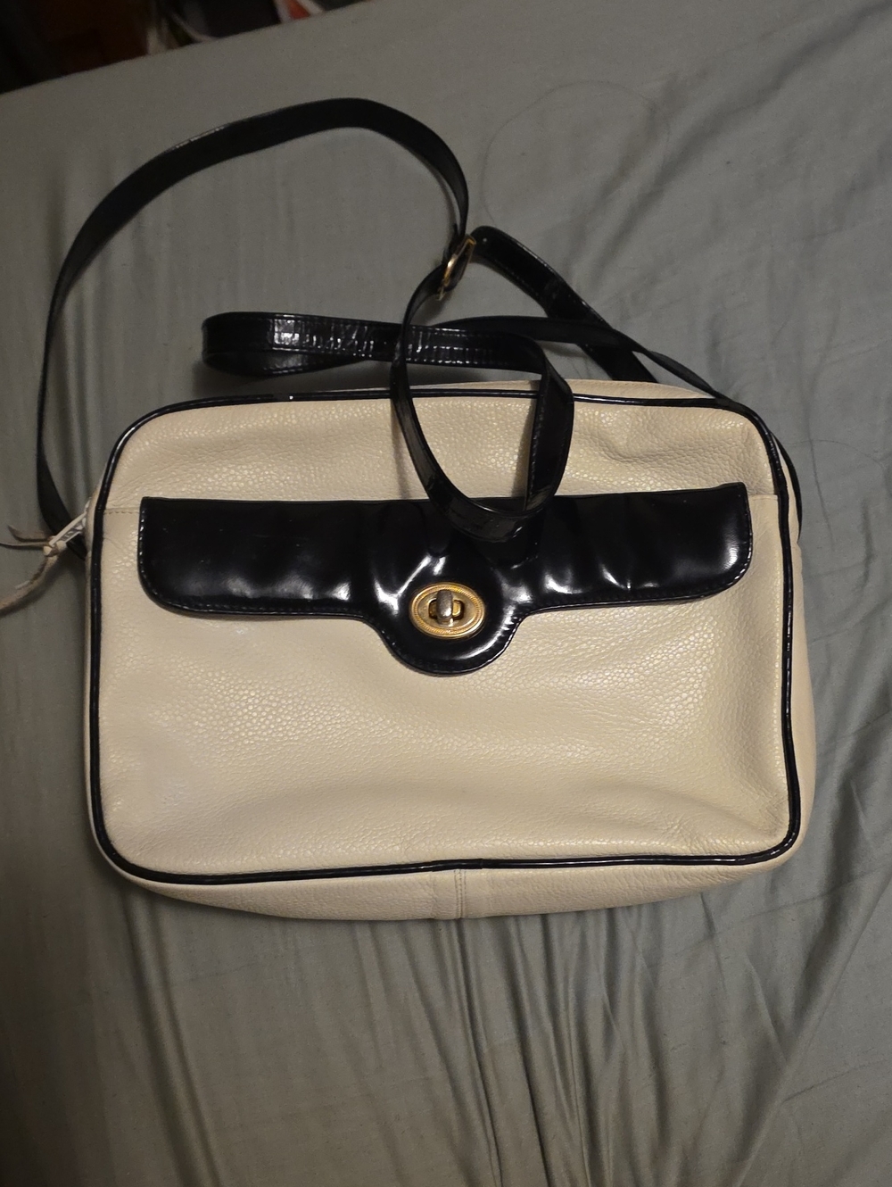 Bally Cream and Black Crossbody Shoulder Bag